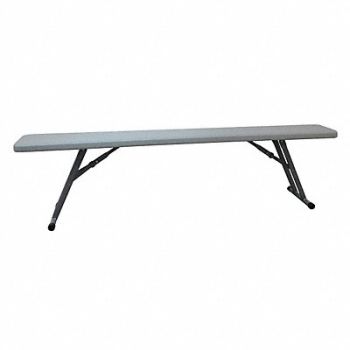 GRAINGER APPROVED Bench w/ Folding Legs Blow Molded Gray, 12F617