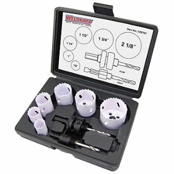 WESTWARD Hole Saw Set Bi-Metal 8pcs, 12G707