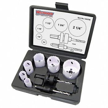 WESTWARD Hole Saw Set Bi-Metal 8 Pcs, 12G708