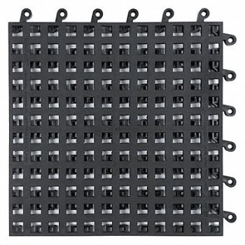 WEARWELL Interlock Drainage Mat Blck 18 x18 PK10, 12H392