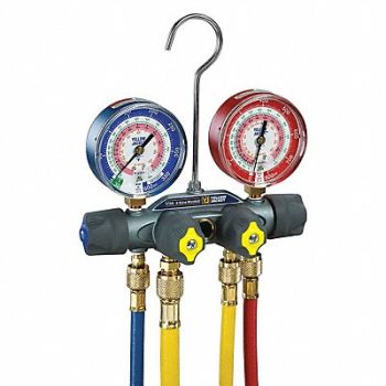 YELLOW JACKET Mechanical Manifold Gauge Set 4-Valve, 12H946