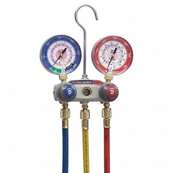 YELLOW JACKET Mechanical Manifold Gauge Set 2-Valve, 12H947