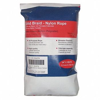 GRAINGER APPROVED Rope Nylon Braided 1/4 in Dia 100 ft L, 12U274