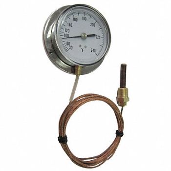 GRAINGER APPROVED G2665 Analog Panel Mt Thermometer 30 to 240F, 12U642