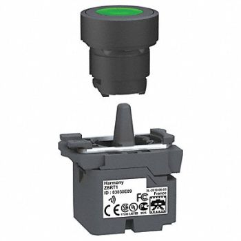 SCHNEIDER ELECTRIC Push Button with Transmitter Green 22mm, 12Z278