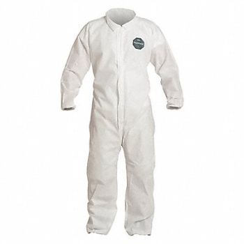 DUPONT H3333 Collared Coveralls Whte 2XL Elastic PK25, 40L037