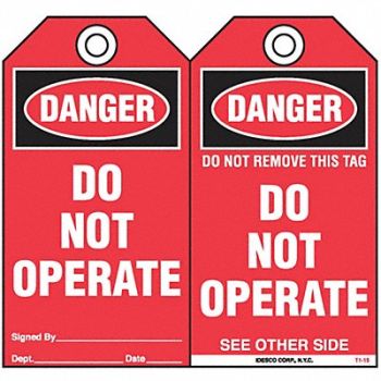 IDESCO SAFETY Do Not Operate Safety Tag PK10, 136J95