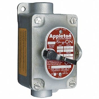 APPLETON ELECTRIC Motor Switch 20A 600V Feed-Thru Hub 1 2P, 13G807