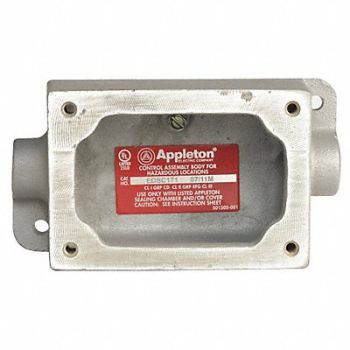 APPLETON ELECTRIC Mounting Body 1Gang 1In Feed-Thru M Iron, 13G815