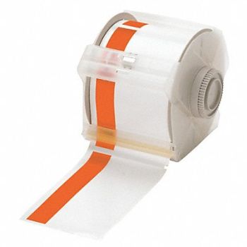 BRADY Printer Tape White/Orange 100 ft L, 13K865