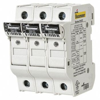 BUSSMANN Fuse Block 0 to 30A Class CC 3 Pole, 13M220