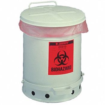JUSTRITE Biohazard Waste Container Silver Steel, 13M337