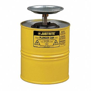 JUSTRITE Plunger Can 1 gal Steel Yellow, 13M360