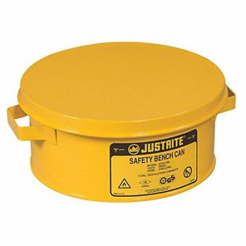 JUSTRITE Bench Can 1 gal Steel Yellow, 13M362