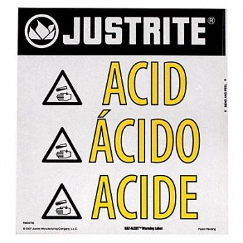 JUSTRITE Safety Cabinet Lbl 5.5x4.75in Paper, 13M428