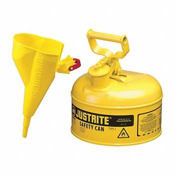 JUSTRITE Type I Safety Can 1 gal Yellow 11In H, 13M455