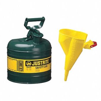 JUSTRITE Type I Safety Can 2 gal Green 13-3/4In H, 13M465