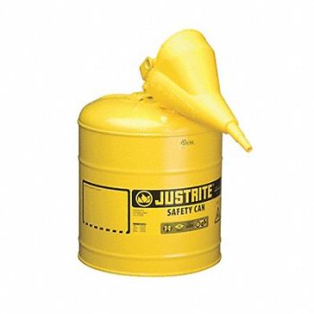 JUSTRITE Type I Safety Can 5 gal Ylw 16-7/8In H, 13M475