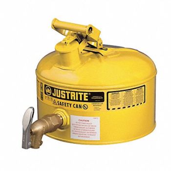 JUSTRITE Type I Safety Can 2-1/2 gal Yellow, 13M483