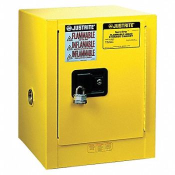 JUSTRITE Flammable Safety Cabinet 4 gal Yellow, 13M525