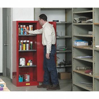JUSTRITE Flammable Cabinet 22 gal Red, 13M534