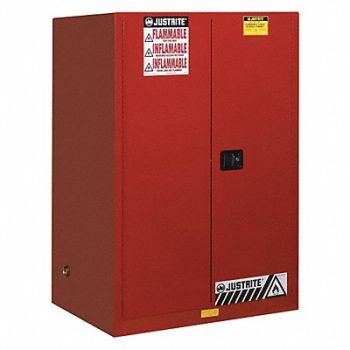 JUSTRITE Flammable Cabinet 90 gal Red, 13M573