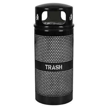 TOUGH GUY Trash Can 34 gal Black Steel, 13P564