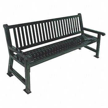 ULTRASITE Outdoor Bench 72 in H 27 in W Black, 13P992