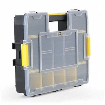 STANLEY Comprt Bx Integ Snaps Clr/Blk/Ylw 2.7 in, 13U672