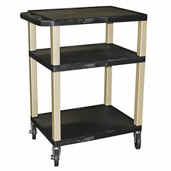 GRAINGER APPROVED Utility Cart 300 lb Cap. Resin 3 Shlvs, 13W563