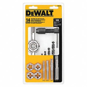 DEWALT Fractional Tap/Hexagon Die Set 14 pcs., 141H78