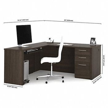 EMBASSY Desk L-Shaped 66 Dark Chocolate, 145K42