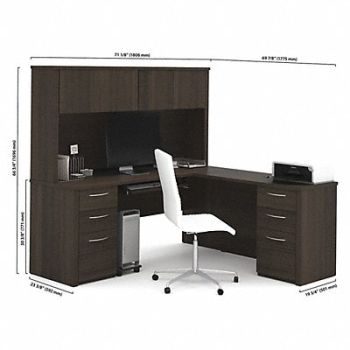 EMBASSY Desk L-Shaped 71 Dark Chocolate, 145K49