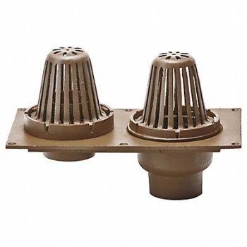 SMITH LIGHT COMMERCIAL Roof Drain No-Hub 4in PipeDia Cast Iron, 45DR99