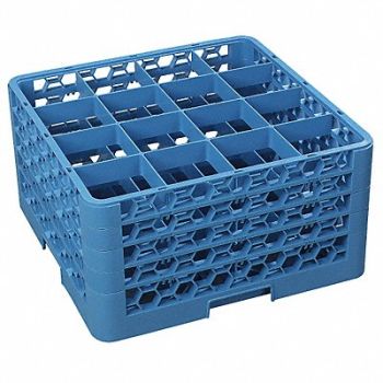 CARLISLE Glass Rack w/4 Extenders 16 Comp PK2, 14D001