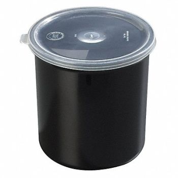 CARLISLE Poly-Tuf Crock w/Lid 1.2 qt. Black PK12, 14D221