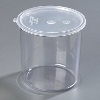 CARLISLE Poly-Tuf Crock w/Lid 2.7 qt. Clear PK6, 14D228