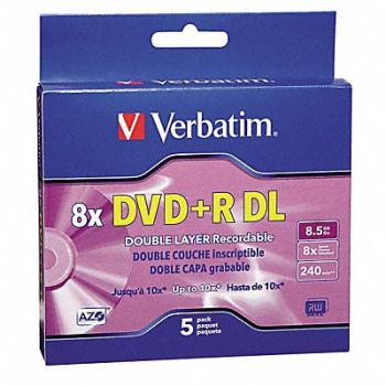 VERBATIM DVD+R Dual Disc 8.50 GB 240 min 8x PK5, 14F874