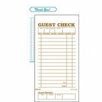 DAYMARK Guest Checks Receipts PK50, 14H110