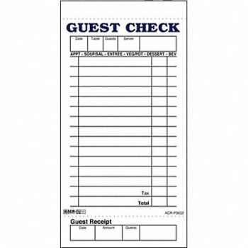 DAYMARK Guest Checks Receipts PK50, 14H113