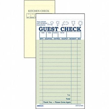 DAYMARK Guest Checks 2-Part Carbonless PK50, 14H126