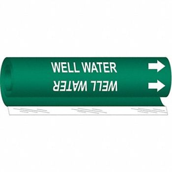 BRADY Pipe Marker Well Water 5 in H 8 in W, 14J029