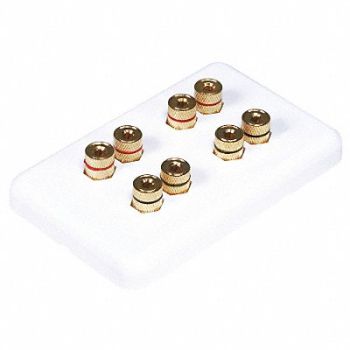 MONOPRICE A/V Wallplate Banana Post 4Spkr Wht, 14J370