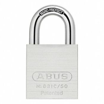 ABUS Keyed Padlock 15/16 in Rectangle Silver, 14J881