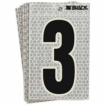 BRADY Ultra Reflective Numbers 3 6 in H PK10, 14R175