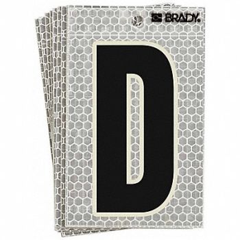 BRADY Refl. Letter Label D Glow in Dark PK10, 14R185