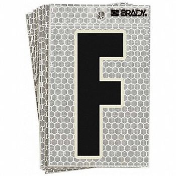 BRADY Refl. Letter Label F Glow in Dark PK10, 14R187