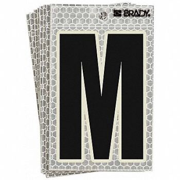 BRADY Refl. Letter Label M Glow in Dark PK10, 14R194