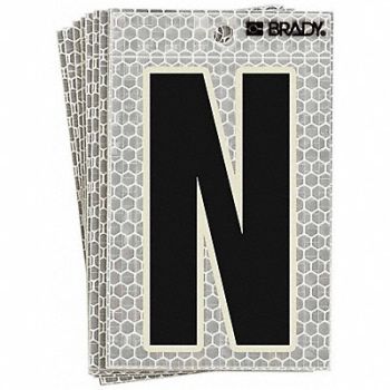 BRADY Refl. Letter Label N Glow in Dark PK10, 14R195