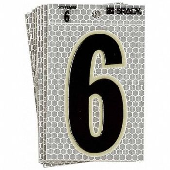 BRADY Ultra Reflective Numbers 6 6 in H PK10, 14R178